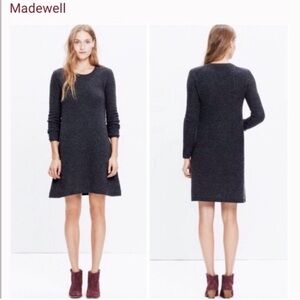 Madewell Charcoal Long Sleeve Sweater Dress 100% Merino Wool Size S